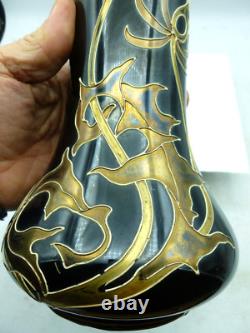 SUPERBE VASE SARREGUEMINES décor aux chardons ART NOUVEAU
