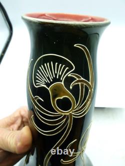 SUPERBE VASE SARREGUEMINES décor aux chardons ART NOUVEAU