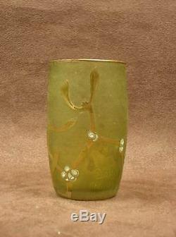 Superb Vase Epoque Art Nouveau Verre Grave A L'acide Decor Gui Signe Daum Nancy