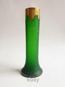 Saint Louis Grand Vase Cristal Modèle Nelly Empire à Frise Or Art NOUVEAU