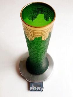Saint Louis Grand Vase Cristal Modèle Nelly Empire à Frise Or Art NOUVEAU