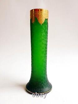 Saint Louis Grand Vase Cristal Modèle Nelly Empire à Frise Or Art NOUVEAU