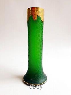 Saint Louis Grand Vase Cristal Modèle Nelly Empire à Frise Or Art NOUVEAU