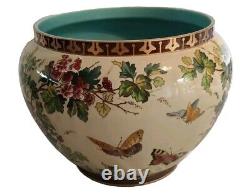Sarreguemines Grand Cache Pot Art Nouveau Décor Papillons Et Fleurs