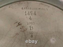 Sarreguemines Grand Cache Pot Art Nouveau Décor Papillons Et Fleurs