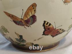 Sarreguemines Grand Cache Pot Art Nouveau Décor Papillons Et Fleurs