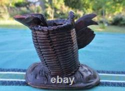 Sculpture pot Coq bois Art Nouveau Art Nouveau wooden rooster pot sculpture