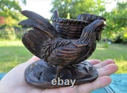 Sculpture pot Coq bois Art Nouveau Art Nouveau wooden rooster pot sculpture