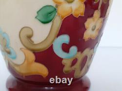 Signé, à identifier vase émail champ-levé art nouveau H. 26 cm