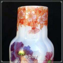 Splendide Vase Buffon Art Nouveau En Verre De Saint Denis Par Legras Montjoye