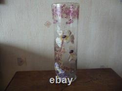 Splendide Vase Rouleau Emaille Legras Montjoye Decor Anemones Art Nouveau