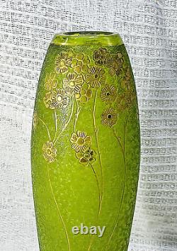 St Louis Acid Etched Glass Vase Cristal Grave Acide De Couleur Colore Baccarat