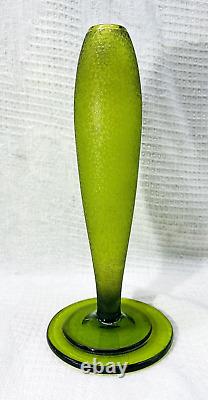 St Louis Acid Etched Glass Vase Cristal Grave Acide De Couleur Colore Baccarat