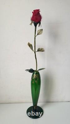 St Louis Vase 1908 Art Deco Nouveau Vert doré Carl GOLDBERG à Haida (attribué à)