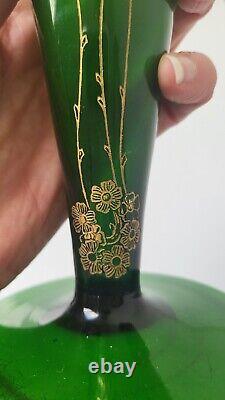 St Louis Vase 1908 Art Deco Nouveau Vert doré Carl GOLDBERG à Haida (attribué à)