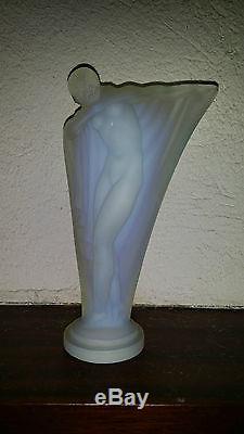 Statue Opalescent Etling Art Nouveau Sculpture Femme Nu