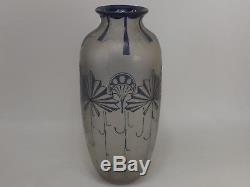 Sublime Vase en Verre à décor Dégagé à l'Acide signé Legras. Art Nouveau. 405 mm