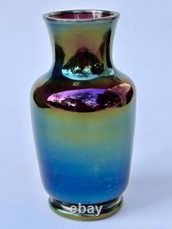 Sublime ancien VASE LOETZ Art Nouveau verre irisé fleur incrustation d'argent
