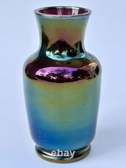 Sublime ancien VASE LOETZ Art Nouveau verre irisé fleur incrustation d'argent