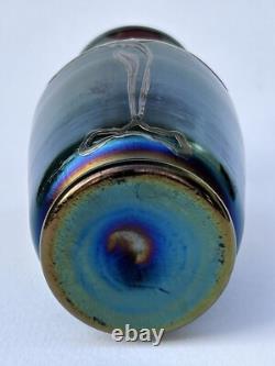 Sublime ancien VASE LOETZ Art Nouveau verre irisé fleur incrustation d'argent