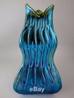 Superb 10 Inch Loetz Neptun Iridescent Glass Vase Bohemian Art Nouveau c1903 #2