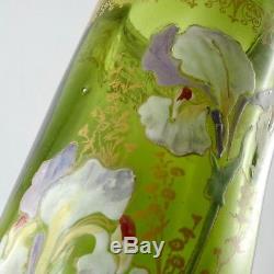 Superbe Grand VASE Ancien, Verre Emaillé LEGRAS Art Nouveau, montjoye/glass/19th