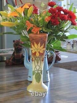 Superbe Grand Vase Décor Florale Émaillé Legras Art Nouveau