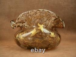 Superbe Importante Coupe Vase Col Mouchoir Art Nouveau En Verre Ernest Leveillé