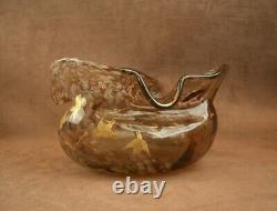 Superbe Importante Coupe Vase Col Mouchoir Art Nouveau En Verre Ernest Leveillé