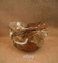 Superbe Importante Coupe Vase Col Mouchoir Art Nouveau En Verre Ernest Leveillé