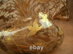 Superbe Importante Coupe Vase Col Mouchoir Art Nouveau En Verre Ernest Leveillé