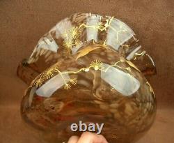 Superbe Importante Coupe Vase Col Mouchoir Art Nouveau En Verre Ernest Leveillé