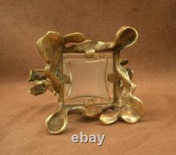 Superbe Petit Vase Art Nouveau Bronze Iris Baccarat Escalier De Cristal