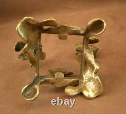 Superbe Petit Vase Art Nouveau Bronze Iris Baccarat Escalier De Cristal