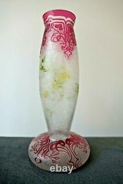 Superbe Vase Baccarat Dégagé À L'acide Époque Art Nouveau 1900