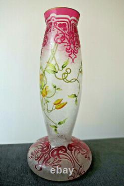 Superbe Vase Baccarat Dégagé À L'acide Époque Art Nouveau 1900