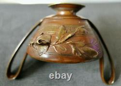 Superbe Vase Coupe En Bronze Patine Brune Époque Art Nouveau 1900