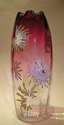 Superbe Vase Emaillé de Théodore LEGRAS & Art Nouveau Chrysanthème de Tokyo