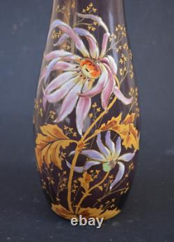 Superbe Vase Emaillé Legras en Verre Violet (no montjoye art nouveau)