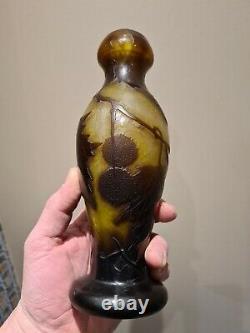 Superbe Vase En Pate De Verre Art Nouveau LEGRAS aux Marrons Old Vase 1900 23cm