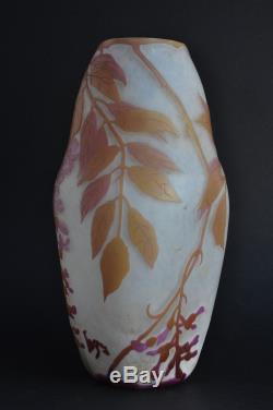 Superbe Vase Legras Glycines 1900 Art Nouveau Pâte de verre Jugendstil Gallé