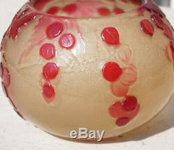 Superbe Vase Pate De Verre Art Nouveau Poli Au Feu Groseilles Emile Galle Nancy