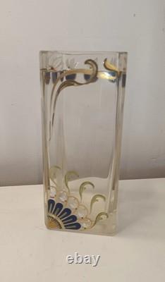 Superbe Vase Soliflore Art Nouveau Cristal Décor Floral Fait main JOSEF RIEDEL