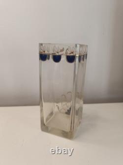 Superbe Vase Soliflore Art Nouveau Cristal Décor Floral Fait main JOSEF RIEDEL