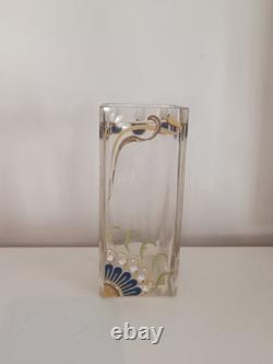 Superbe Vase Soliflore Art Nouveau Cristal Décor Floral Fait main JOSEF RIEDEL