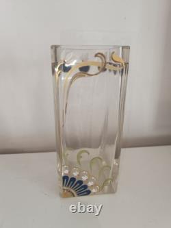 Superbe Vase Soliflore Art Nouveau Cristal Décor Floral Fait main JOSEF RIEDEL