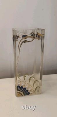 Superbe Vase Soliflore Art Nouveau Cristal Décor Floral Fait main JOSEF RIEDEL