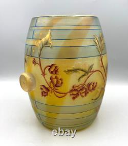 Superbe Vase Tonneau Pate De Verre Art Nouveau Aux Houblons Daum Nancy 1895