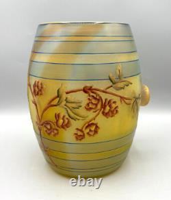 Superbe Vase Tonneau Pate De Verre Art Nouveau Aux Houblons Daum Nancy 1895