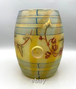 Superbe Vase Tonneau Pate De Verre Art Nouveau Aux Houblons Daum Nancy 1895